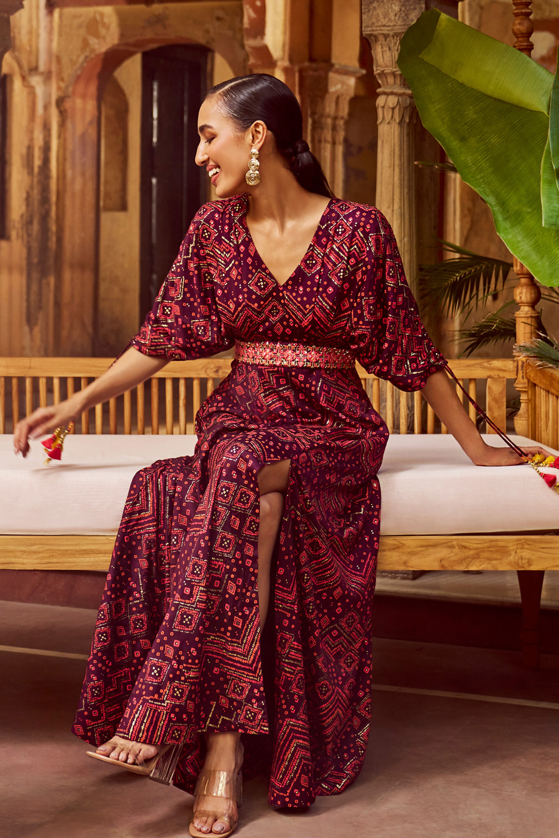 Global desi maroon maxi dress hot sale